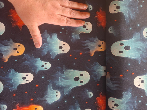 Watercolour ghosts printed french terry