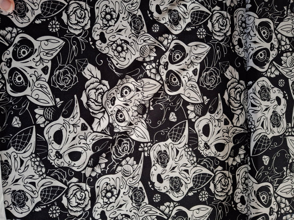 Sugar skull cat printed jersey