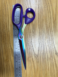 Purple handle rainbow tailors scissors