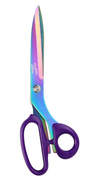 Purple handle rainbow tailors scissors
