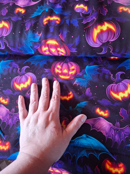 Dark bat and pumpkin French terry