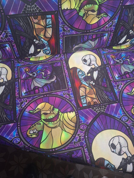 Skeleton stained glass window printed jersey