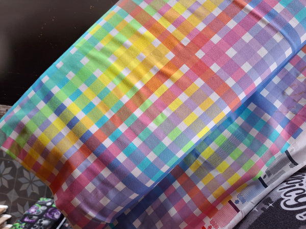 Rainbow plaid printed jersey