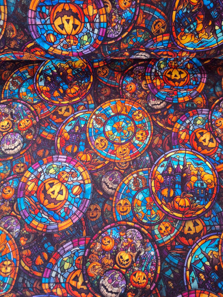 Stained glass pumpkins French terry