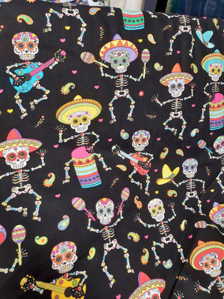 Timeless treasures skeleton mariachi cotton