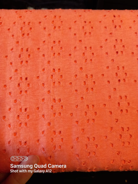 Coral broderie jersey