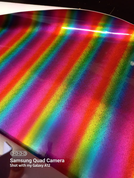 rainbow holographic vinyl faux leather