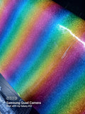 Rainbow glitter effect vinyl faux leather