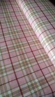 Pink/cream/beige tartan woven fabric
